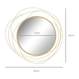 Rackhams Metal Wall Art 65cm Round Mirror for Living Room Gold Tone - thumbnail 3