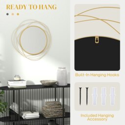 Rackhams Metal Wall Art 65cm Round Mirror for Living Room Gold Tone - thumbnail 5