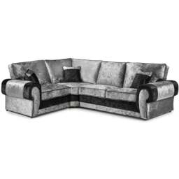 Rackhams Chelsea Crushed Velvet Full Back 4 Seater L Shaped Corner Sofa - Black and Silver - Right Hand Facing - thumbnail 6