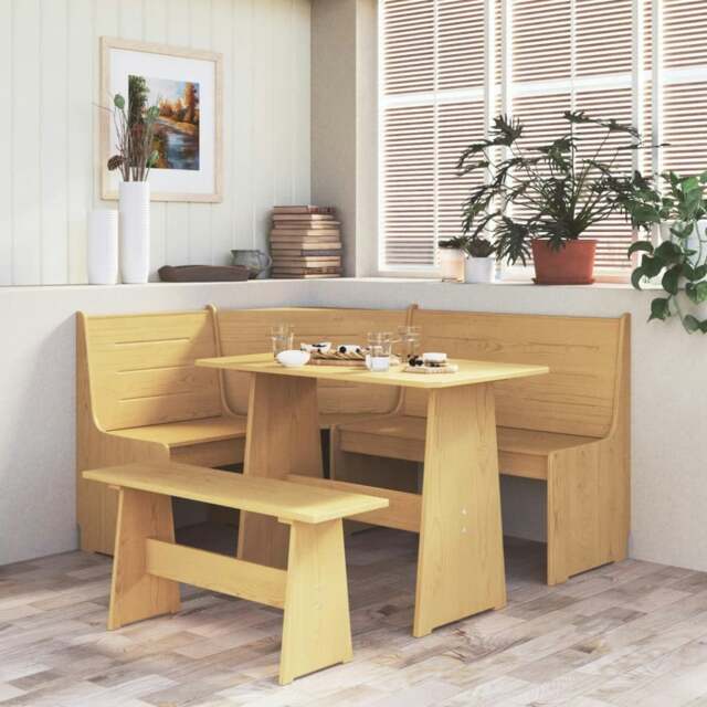 Rackhams Corner Bench 151 cm Solid Wood Pine Honey Brown