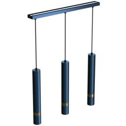 Rackhams Joker Contemporary Pendant Lamp 3XGU10 Hand Made Cylindrical Style Lights Finished in Navy Blue With Striking Gold Detail - thumbnail 2