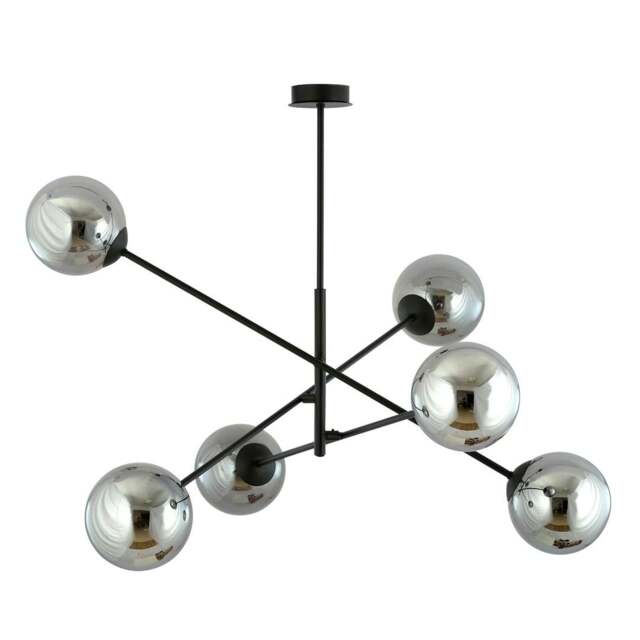 Rackhams LINEAR Pendant lamp 6 x E14 Black with Graphite Shade - image 1