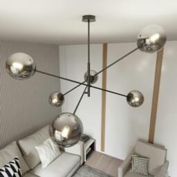 Rackhams LINEAR Pendant lamp 6 x E14 Black with Graphite Shade - thumbnail 4