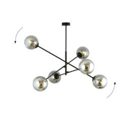 Rackhams LINEAR Pendant lamp 6 x E14 Black with Graphite Shade - thumbnail 6