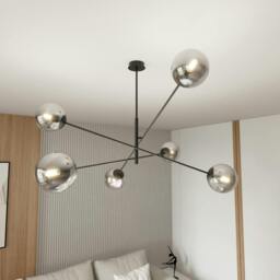 Rackhams LINEAR Pendant lamp 6 x E14 Black with Graphite Shade - thumbnail 2