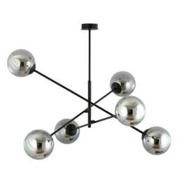 Rackhams LINEAR Pendant lamp 6 x E14 Black with Graphite Shade
