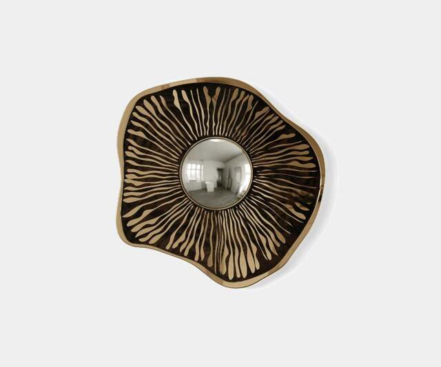 Rackhams Mochi Mirror: Organic Beauty in Walnut Root Veneer & Brass - image 1