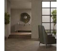 Rackhams Mochi Mirror: Organic Beauty in Walnut Root Veneer & Brass - thumbnail 5