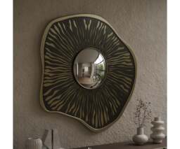 Rackhams Mochi Mirror: Organic Beauty in Walnut Root Veneer & Brass - thumbnail 2
