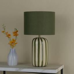 Rackhams Zella Green Striped Table Lamp - thumbnail 2