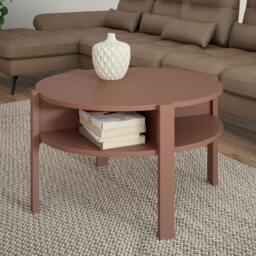 Rackhams Tobago Round Coffee Table with Open Shelf in Terracotta - 45.5 x 74.4 x 74.4 cm - 1 - Wood
