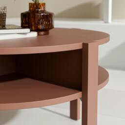 Rackhams Tobago Round Coffee Table with Open Shelf in Terracotta - 45.5 x 74.4 x 74.4 cm - 1 - Wood - thumbnail 4