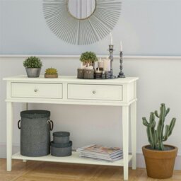 Rackhams Franklin Console Table with 2 Drawers White - White - thumbnail 4