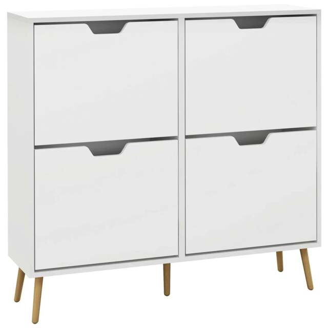 Rackhams Shoe Storage Cabinet, 4 Flip Drawers, Shoe Organizer for 8-16 Pairs of Shoes, White - image 1