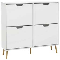Rackhams Shoe Storage Cabinet, 4 Flip Drawers, Shoe Organizer for 8-16 Pairs of Shoes, White - thumbnail 1