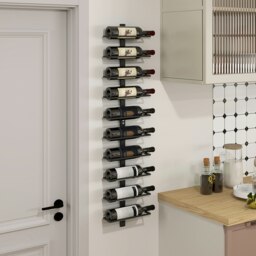Rackhams Wall Mount Wine Rack, Wall Wine Rack for 10 Wine Bottles, Black - Black