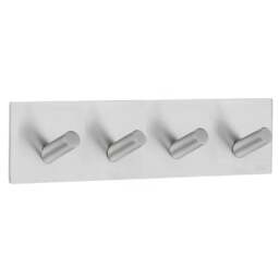 Rackhams Brushed Stainless Steel Quadruple Towel Hook (180 x 45mm) Self Adhesive Bathroom Wall Mounted