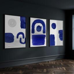 Rackhams Abstract Art Wall Art - Set of 3 Abstract Wall art Prints - A3 11.69 x 16.54 in / 29.7 x 42 cm - Satin Photo paper 280 gsm - White Frame - thumbnail 2