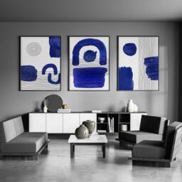 Rackhams Abstract Art Wall Art - Set of 3 Abstract Wall art Prints - A3 11.69 x 16.54 in / 29.7 x 42 cm - Satin Photo paper 280 gsm - White Frame - thumbnail 5