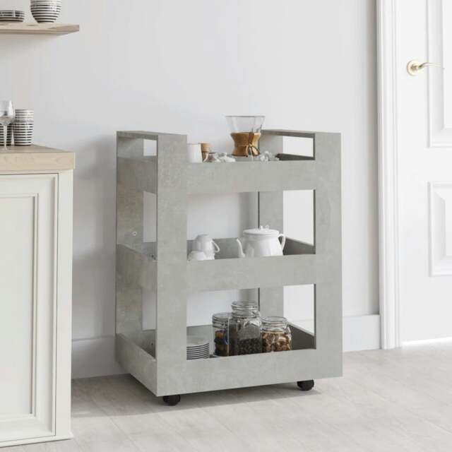 Rackhams Kitchen Trolley Concrete Grey 60x45x80 cm Engineered Wood