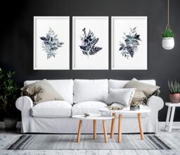 Rackhams Botanical artwork - set of 3 wall art prints - 16 x 22 inches / 40.65 cm x 56 cm - Polyester Canvas 260 gsm - Canvas wrapped - thumbnail 2