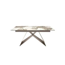 Rackhams Rectangular extending dining table in porcelain marble and taupe grey steel 1114 - thumbnail 3