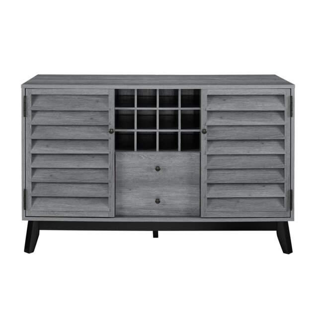 Rackhams Vaughn Wine Cabinet with 2 Doors & 2 Drawers Grey Oak - Grey - image 1
