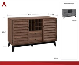 Rackhams Vaughn Wine Cabinet with 2 Doors & 2 Drawers Grey Oak - Grey - thumbnail 2