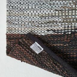 Rackhams Black, Grey & Brown Real Leather Handwoven Cutshuttle Rug - 150 x 240 cm - thumbnail 5