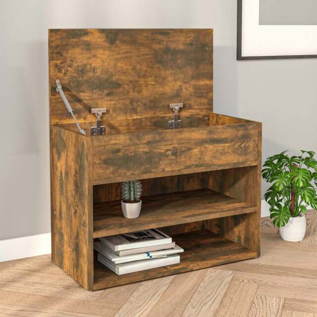 Rackhams Shoe Bench Smoked Oak 60x30x45 cm Engineered Wood