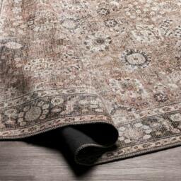 Rackhams Colin-Washable Brown Orange Grey Traditionnal Vintage Boho Rug - 80 x 220 cm - thumbnail 5