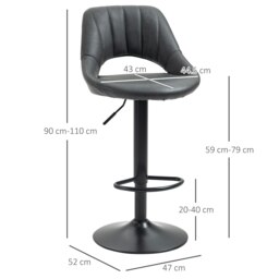 Rackhams Barstools Set of 2 Adjustable Swivel Height Gas Lift PU Leather Chairs - thumbnail 5