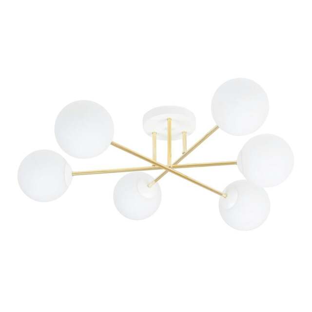 Rackhams MAGNUM Ceiling lamp  6 x E14 White, Gold with White Shade - image 1