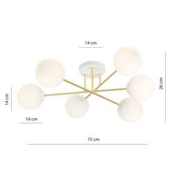 Rackhams MAGNUM Ceiling lamp  6 x E14 White, Gold with White Shade - thumbnail 6