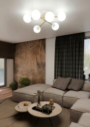 Rackhams MAGNUM Ceiling lamp  6 x E14 White, Gold with White Shade - thumbnail 3