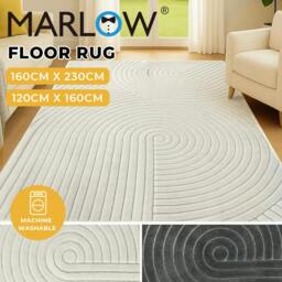 Rackhams Large Area Rug for Living Room Bedroom Plush Velvet Soft Floor Carpet - Grey - 160x230cm - thumbnail 3