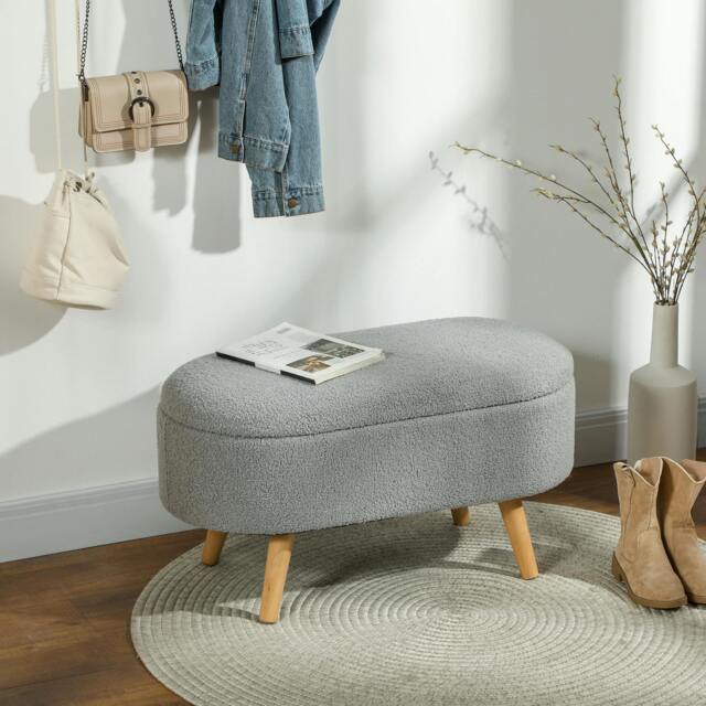 Rackhams Ottoman Storage Bench for Hallway, Living Room - Charcoal grey - image 1