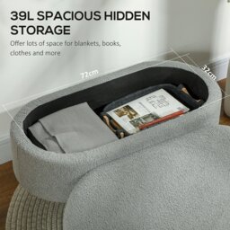Rackhams Ottoman Storage Bench for Hallway, Living Room - Charcoal grey - thumbnail 5
