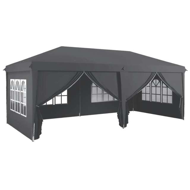 Rackhams 3 x 6 m Garden Pop Up Gazebo, Wedding Party Tent Marquee, Water Resistant Awning Canopy with Sidewalls, Windows, Carry Bag, Grey - image 1