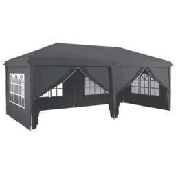 Rackhams 3 x 6 m Garden Pop Up Gazebo, Wedding Party Tent Marquee, Water Resistant Awning Canopy with Sidewalls, Windows, Carry Bag, Grey - thumbnail 1