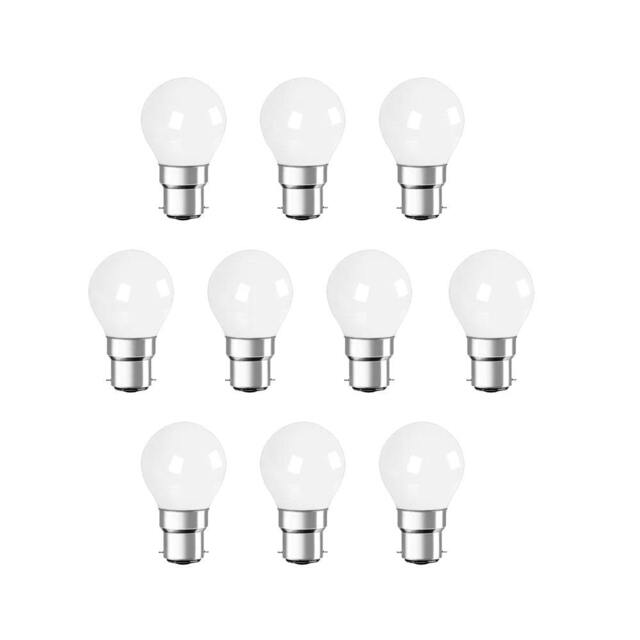 Rackhams Pack of 10 units, B22 LED Light Bulb, Golf Ball G45 Bulbs, 35W Incandescent Equivalent, 3W 320lm Bayonet Lightbulb - 3000K - image 1
