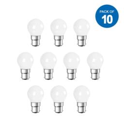 Rackhams Pack of 10 units, B22 LED Light Bulb, Golf Ball G45 Bulbs, 35W Incandescent Equivalent, 3W 320lm Bayonet Lightbulb - 3000K - thumbnail 2