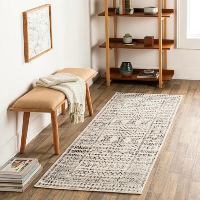 Rackhams Pisa-Geometric Grey Off-White Black Rug - 80 x 220 cm - image 1