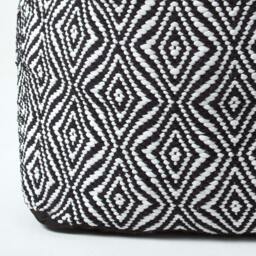 Rackhams Trance Black and White Diamond Pattern Recycled Fibre Square Bean Filled Pouffe - 40 x 40 x 40 cm - thumbnail 4