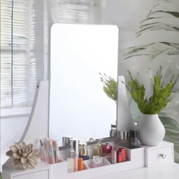 Rackhams Dressing Table With 5 Drawers Mirror And Stool White - thumbnail 6