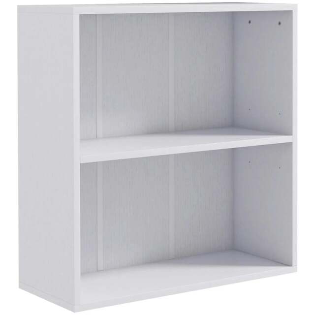 Rackhams 2 Tier Bookshelf, Low Bookcase with Adjustable Shelf, 2 Compartments for Home Office, Living Room, Study, White