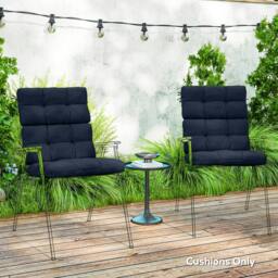 Rackhams 2pc Outdoor Seat Cushions Water Repellent Seat Pads with Backrest and Ties - Dark Blue