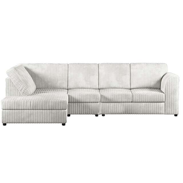 Rackhams Luxor Full Cord Fabric 5 Seater Corner Sofa Full Back - Silver - Left Hand Facing - image 1