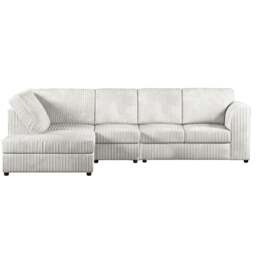 Rackhams Luxor Full Cord Fabric 5 Seater Corner Sofa Full Back - Silver - Left Hand Facing - thumbnail 1