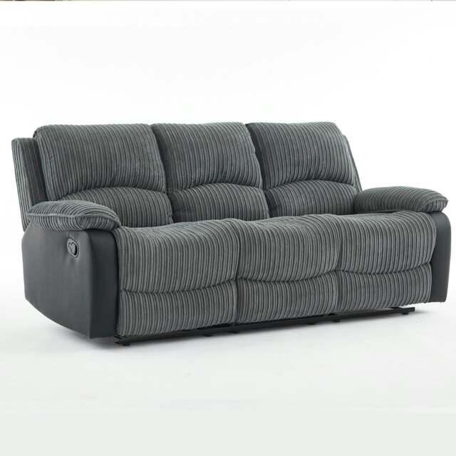 Rackhams Electric Reclining Sofa Set, Corduroy Fabric Recliner Sectional Sofa Suite-Adjustable Backrest and Footrest, Jumbo Cord Fabric Recliner - 3 Seater - image 1